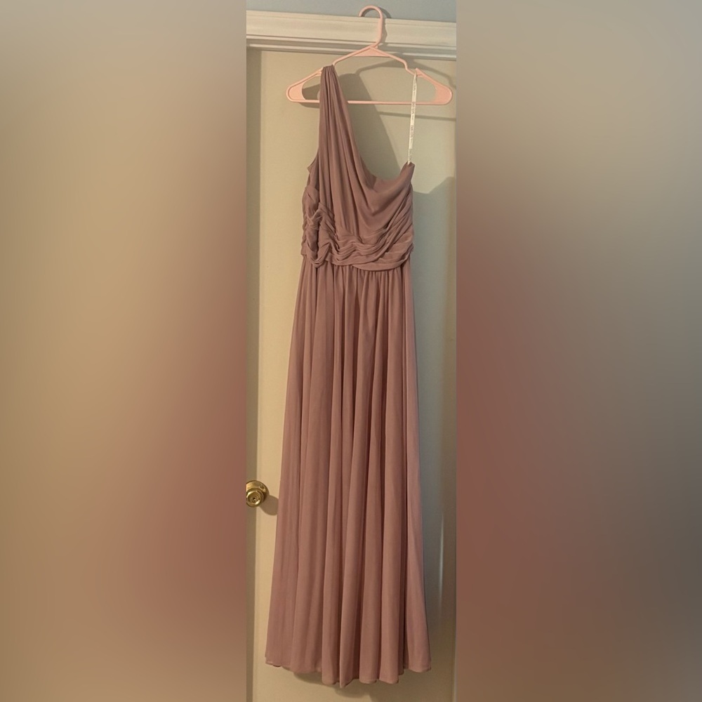 David's Bridal Mauve One-Shoulder Dress